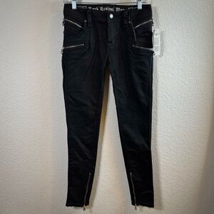 Rock Revival Black Denim Camille Low Rise Skinny Moto Jeans - Size 26 NWT